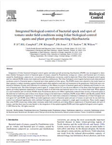 Integrated biological control of bacterial speck and spot tomato under Weld conditions using foliar agents plant growth promoting rhizobacteria 