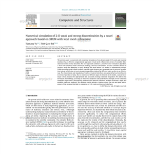 Numerical simulation of 2-D weak and strong discontinuities by a novel approach based on XFEM with local mesh refinement 