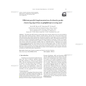 Efficient parallel implementation of a density peaks clustering algorithm on graphics processing unit∗