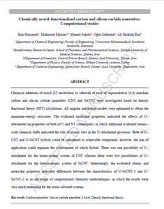 Chemically uracil–functionalized carbon and silicon carbide nanotubes: Computational studies 