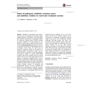 Status of pathogens antibiotic resistance genes and residues in wastewater treatment systems 