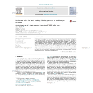 Preference rules for label ranking Mining patterns multi target relations 