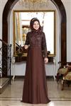 لباس مجلسی پوشیده زنانه شب مسی رنگ 1582212 Al-Marah