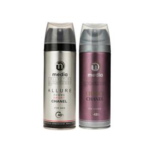 اسپری بدن مدیا مدل chanel حجم 200 میلی لیتر مجموعه 2 عددی
