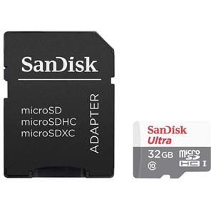 کارت حافظه الترا سن دیسک 32 گیگا بایت همراه با آداپتور SanDisk Ultra microSDHC 32GB UHS-I Class 10 - 80MBps 533X With Adapter