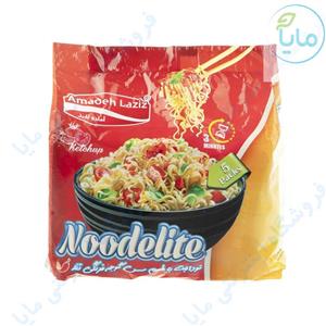 نودالیت آماده لذیذ با طعم گوجه فرنگی تند بسته 5 عددی Amadeh Laziz Spicy Tomatoes Noodelite Pcs 