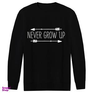 سویشرت مردانه طرح NEVER GROW UP کد R17 رنگ مشکی