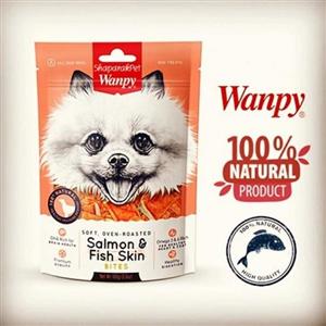 تشویقی نرم سگ با طعم سالمون پوست-100گرم -wanpy 