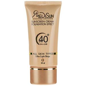 ضد آفتاب با پوشش کرم پودر مدیسان برای انواع پوست Medisun For All Skin SPF40 Foundation