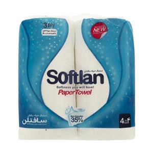 دستمال حوله ای کاغذی سافتلن مدل Blue بسته 4 عددی Softlan Blue Roll Towels Paper Pack of 4