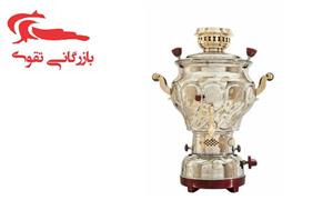 سماور خمره ای آب کروم نیم طلا قلم زنی طاووس کد 104-2