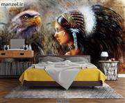 پوستر دیواری طرح نقاشی دختر و عقاب DA-2334