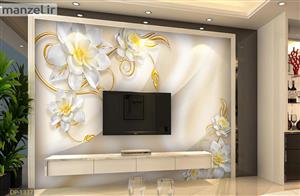 پوستر دیواری گل با شاخه های طلایی DP-1337 