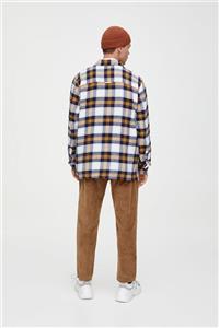 پیراهن چهارخانه شطرنجی زرد مردانه 157835458 Pull & Bear 