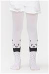 پنتی | Penti - جوراب شلواری دخترانه طرح‌ Panda Head رنگ سفید، مشکی
