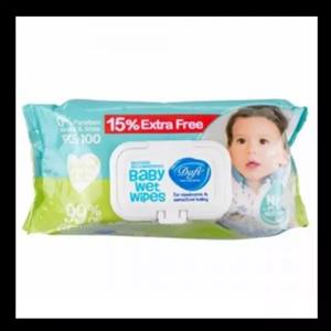 دستمال مرطوب پاک کننده کودک دافی مدل Extra بسته 100 عددی