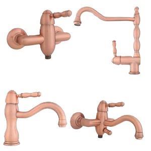 سری کامل شیرآلات برند موست مدل رنسانس مسی با روشویی پایه کوتاه (Renaissance copper)