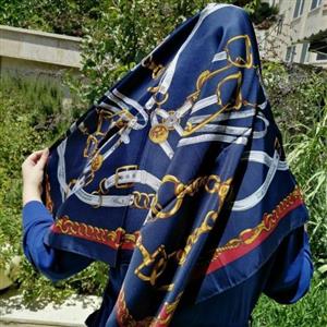 روسری ساتن ابریشم سورمه ای