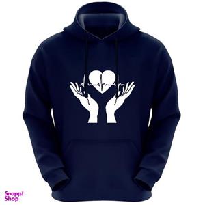 هودی زنانه طرح دست و قلب کد F200 رنگ سرمه ای