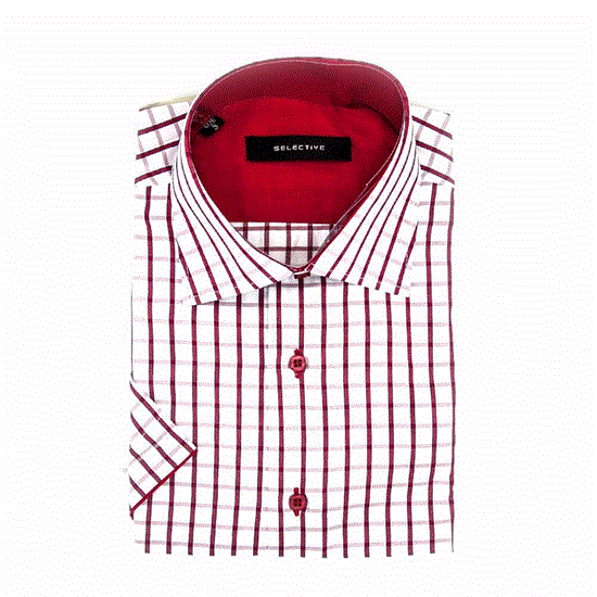 پیراهن چهار خانه سفید قرمز مدل اسلیم فیت