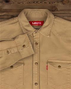 پیراهن مردانه کتان آستین بلند - کرمی سیر