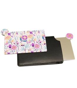 آینه نشکن لوکس به همراه کیف چرمی flower