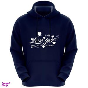 هودی زنانه طرح love you کد F174 رنگ سرمه ای