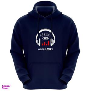 هودی مردانه طرح music on کد F321 رنگ سرمه ای