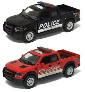 ماشین بازی کینزمارت مدل Ford F-150 SVT Raptor 2013 Fire Rescue 