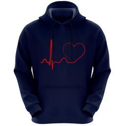 هودی زنانه طرح قلب و ضربان کد FG216 رنگ سرمه ای