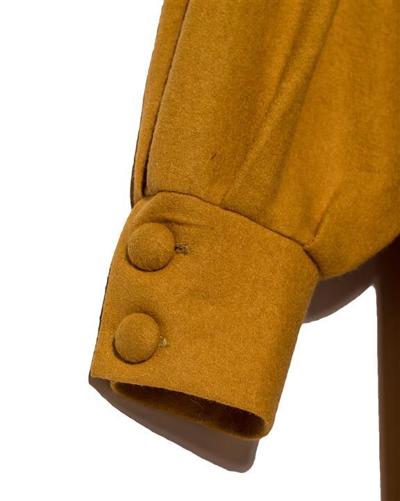 آیلار پالتو زنانه کچه آستین پفی خردلی آیلار