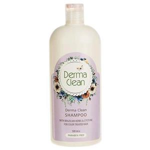 شامپو تثبیت کننده رنگ مو درماکلین حاوی روغن گیاهان برزیلی و سیستئین حجم 500میل Derma Clean Brazilian Herbs and Cysteine Shampoo 500ml