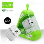 شارژر دیواری فست شارژ باوین Bavin PC527Y QC3.0 Charger همراه با کابل