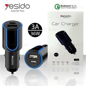 شارژر فندکی فست شارژ یسیدو Yesido Y32 QC3.0 Type-C Car Charger توان 3 آمپر