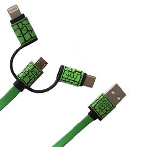 کابل تبدیل USB به MicroUSB،Type-C و لایتنینگ داتیس مدل 398 