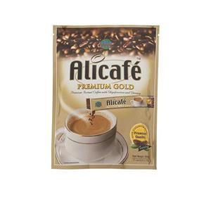 قهوه فوری علی کافه مدل Premium Gold با فروکتوز و جنسینگ بسته 15 عددی Alicafe Instant Coffee WIth Fructose And Gindeng pcs 