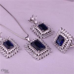 نیم ست جواهری طرح یاقوت کبود