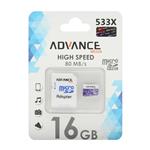 کارت حافظه Micro SDHC ادونس مدیا 533x استاندارد UHS-I U1 ظرفیت 16 گیگابایت با آداپتور