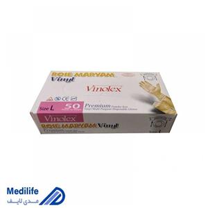 دستکش وینیل بدون پودر رزمریم سایز L