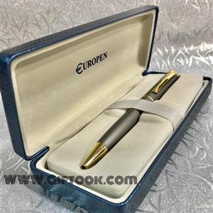 خودکار  استیل لاک سرمه ای گیره طلایی مدل کلاسیک  با جعبه یوروپن