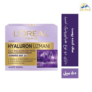 کرم مرطوب کننده روز لورال مناسب انواع پوست حجم 50 میل L'Oreal Paris Hyaluron Expert Skin Plumping Moisturizing Cream Gkf 20 