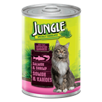 کنسرو JUNGLE مخصوص گربه بالغ با طعم سالمون و میگو 415 گرمی