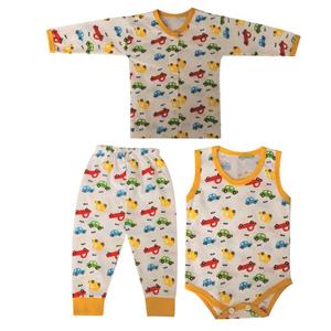 ست 3 تکه لباس نوزادی طرح ماشین کد 1012