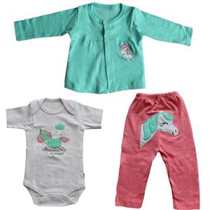 ست سه تکه لباس نوزادی دخترانه مدل تک شاخ برند سپیدپوش