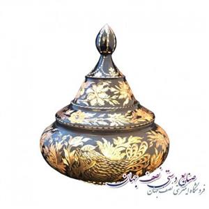 قندان سفینه ای 20 سانتی حکاکی روی مس