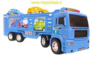 ماشین اسباب بازی کامیون حمل خودرو قدرتی آبی (DORJ TOY)