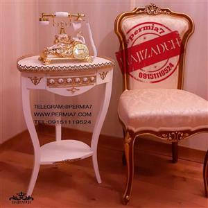 نگین میز  تلفن چوبی طرح ایتالیا زه دار سفید1880