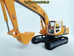 (تمام فلزی) اسباب بازی ماکت جعبه دار چراغدار+صدادار بیل مکانیکی (EXCAVATING MACHINERY BY KDW) مقیاس 1:40 زرد