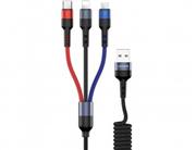 کابل شارژ سه سر یوسامز Usams U26 3IN1 Spring Charging Cable 1.5m