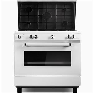 اجاق گاز طرح فر 5 شعله لعاب چدن سفید سلن